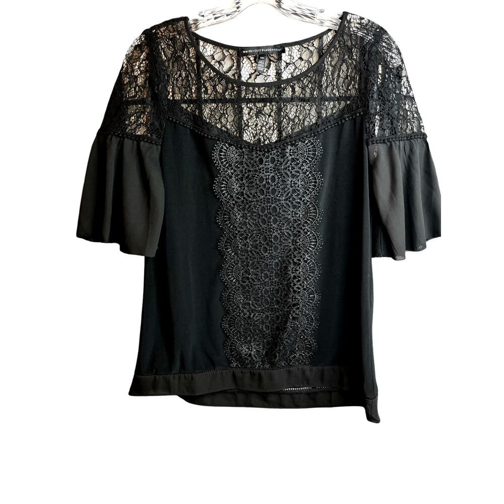 White House Black Market Lace Trim Blouse Shirt XS